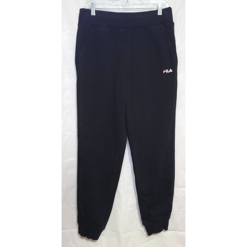 Fila Womens Black Sweatpant Athletic Ankle Joggers Sz. 38